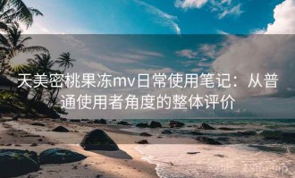天美密桃果冻mv日常使用笔记：从普通使用者角度的整体评价