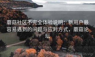 蘑菇社区不完全体验说明：新用户最容易遇到的问题与应对方式，蘑菇论坛