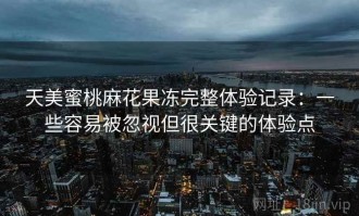 天美蜜桃麻花果冻完整体验记录：一些容易被忽视但很关键的体验点