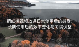 把红桃视频放进日常使用后的感受：长期使用后的效率变化与习惯调整