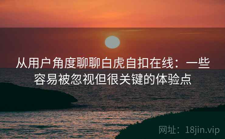 从用户角度聊聊白虎自扣在线：一些容易被忽视但很关键的体验点