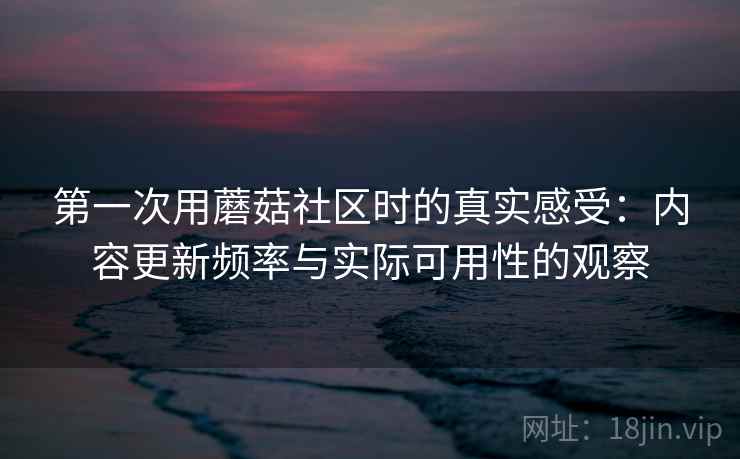 第一次用蘑菇社区时的真实感受:内容更新频率与实际可用性的观察 第一次用蘑菇社区时的真实感受:内容更新频率与实际可用性的观察